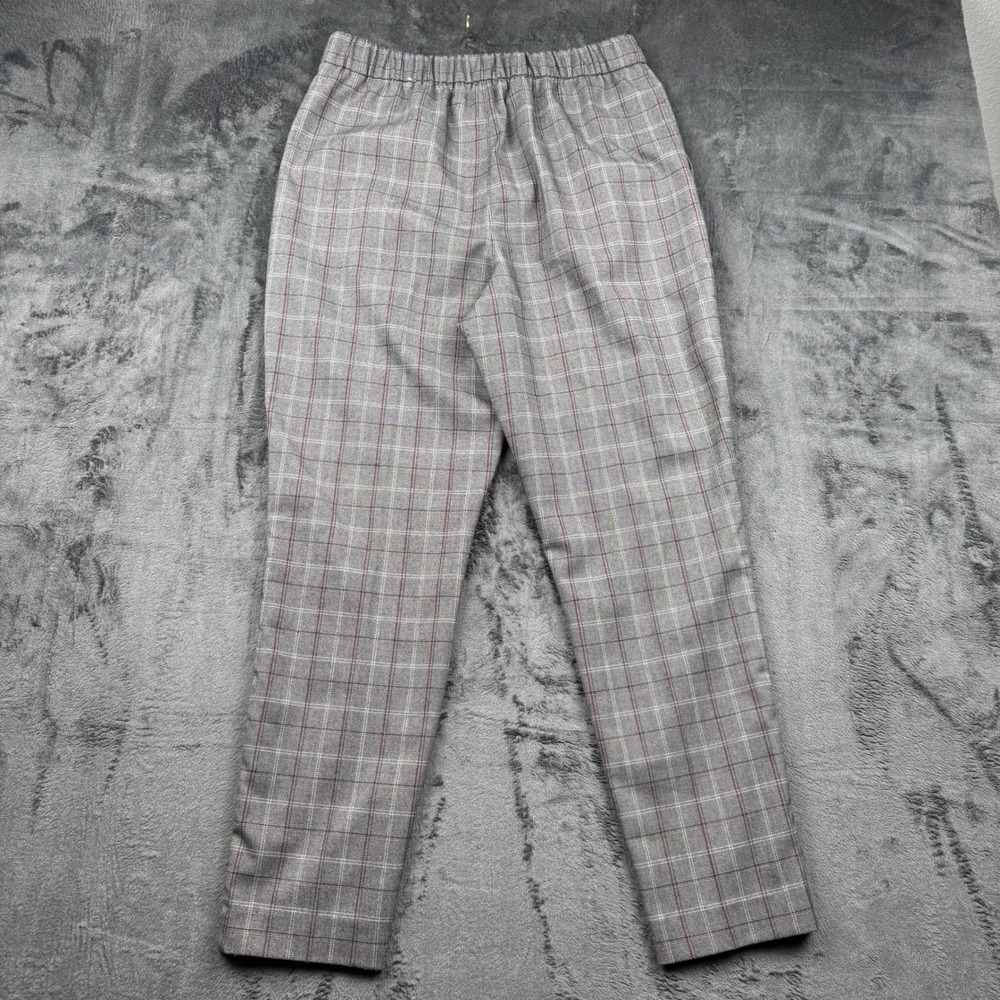Express Womens High Rise Ankle Plaid Button Fly Trousers Grey Red Size Small - Picture 11 of 12